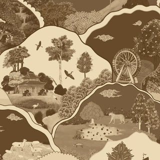 Tales of celestial village Design Wallpaper Roll in Sepia Color Buy Now