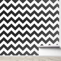 Buy Rolls Black & White Chevron Pattern Wall Wallpaper, Thick Lines. Roll size: 57 square feet. Suitable for Premium & Luxury Spaces