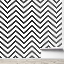 Black & White Chevron Pattern Wall Wallpaper, Thin Lines