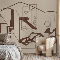 Timeless Structures Brown Abstract Customised Wallpaper for Rooms