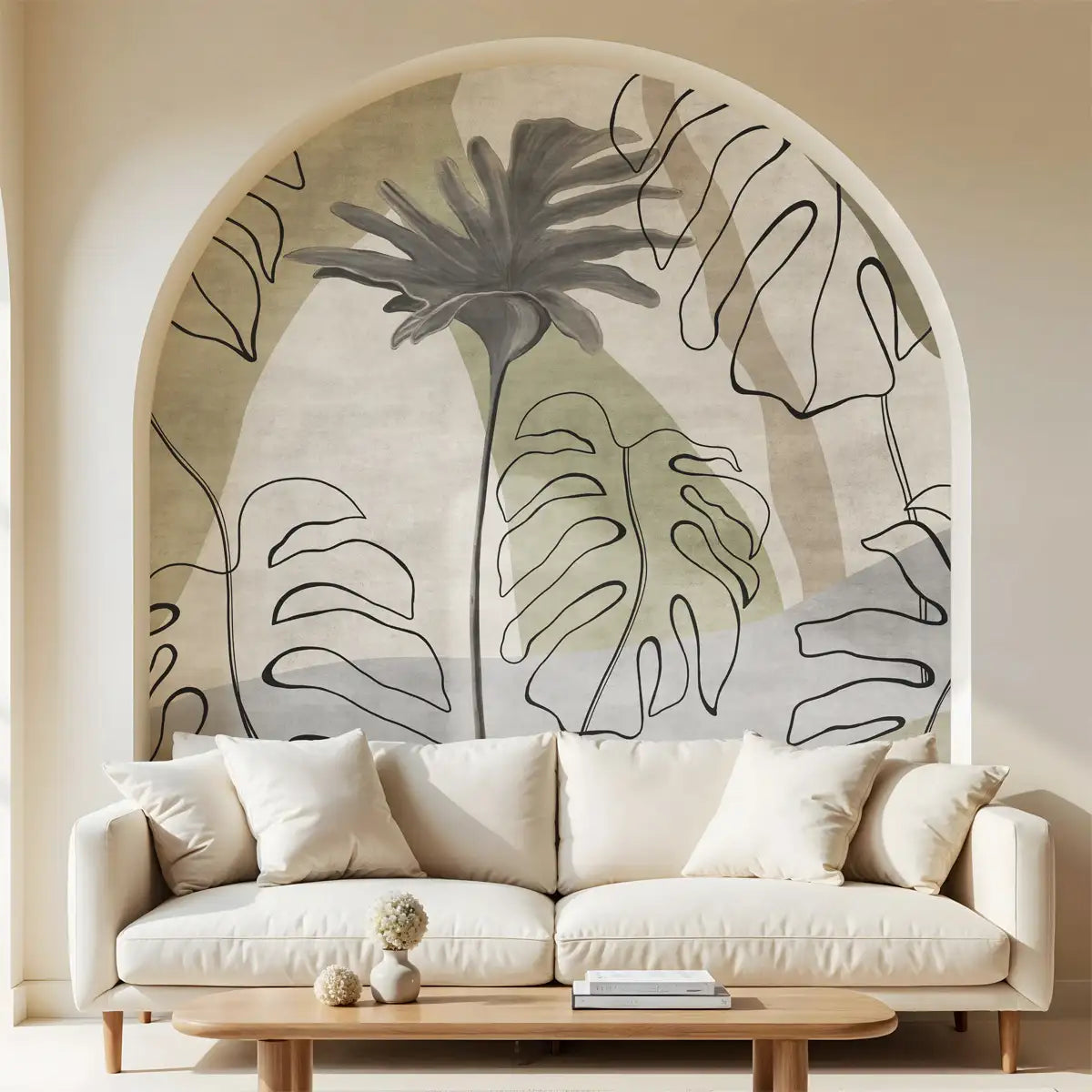 Tropical Fusion Artistic Design Wallpaper Living Area