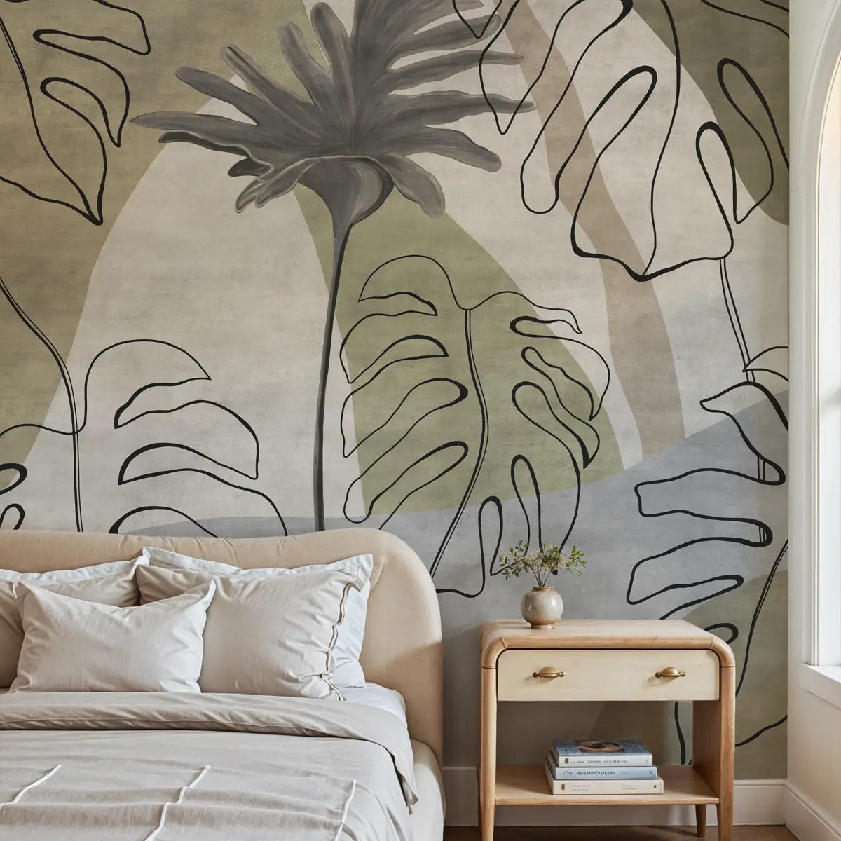 Tropical Fusion Artistic Design Wallpaper Bedroom 