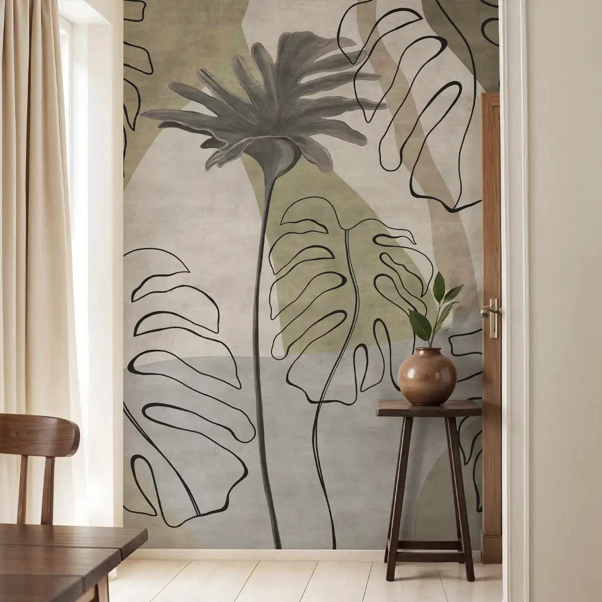 Tropical Fusion Artistic Design Wallpaper Foyer Area