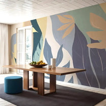 Tropical Abstract Customised Wallpaper for Rooms in Blue, Untamed Canopy Living Area 