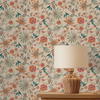 Vibrant Floral Wallpaper Repeat Patten Beige