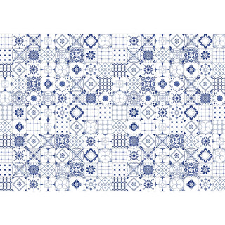 Buy white and blue patterned tiles wallpaper for room