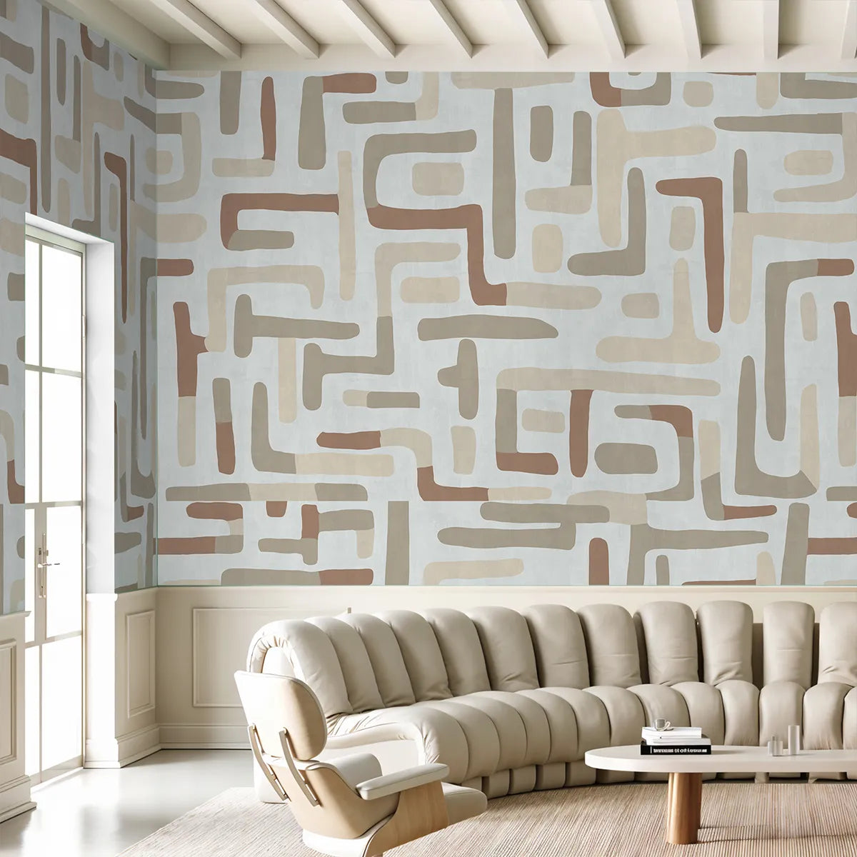 Urban Maze In Desert Sand Abstract Customised Wallpaper for Rooms