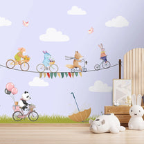 Whimsical Wheely Parade, Kids Room Customised Wallpaper