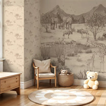 Whispers of the Savanna Sepia Repeat Pattern, Design for Kids Room