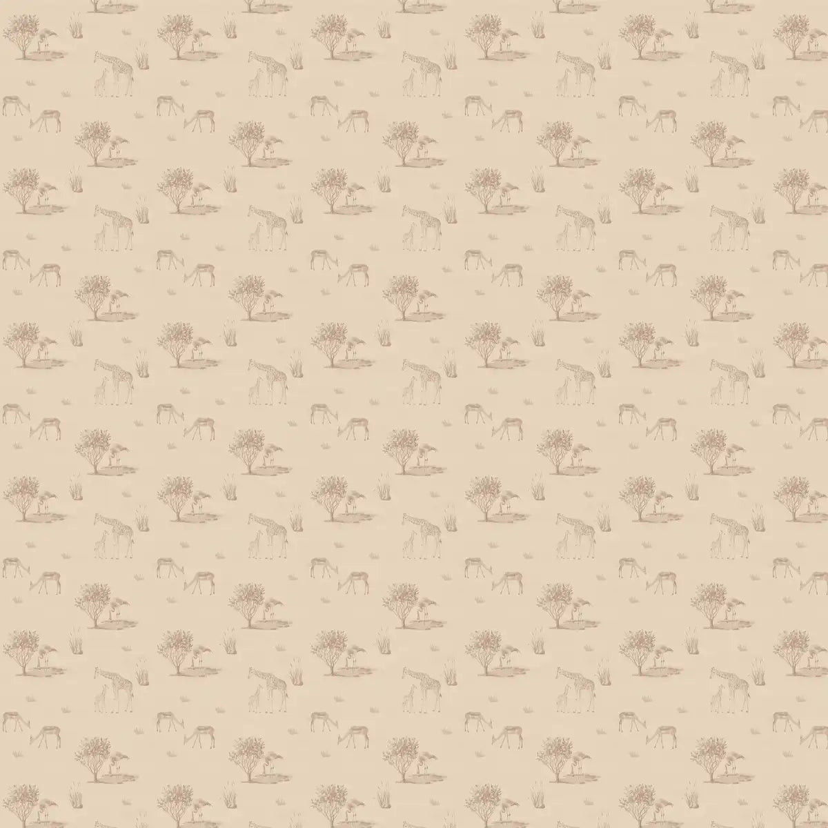 Whispers of the Savanna Sepia Repeat Pattern, Design for Kids Room Shop Now 