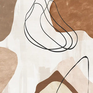 A detailed close-up of the Abstract Ochre wallpaper highlighting the textured blob forms and looping black contour line