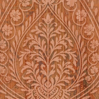 Close-up of the Afsana mural showing the intricate hand-painted floral medallion and vertical fabric-like texture.