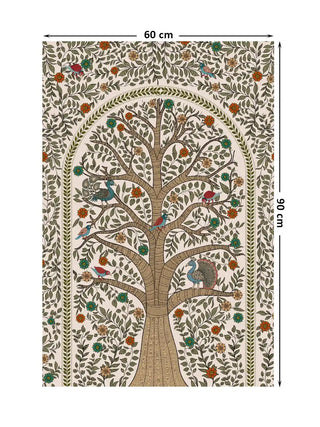 Full pattern layout of the vertical Anant Madhubani design with 60 cm by 90 cm dimensions shown.