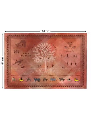 Full pattern layout of the Ancient Warli mural showing the 44cm by 66cm dimensions.