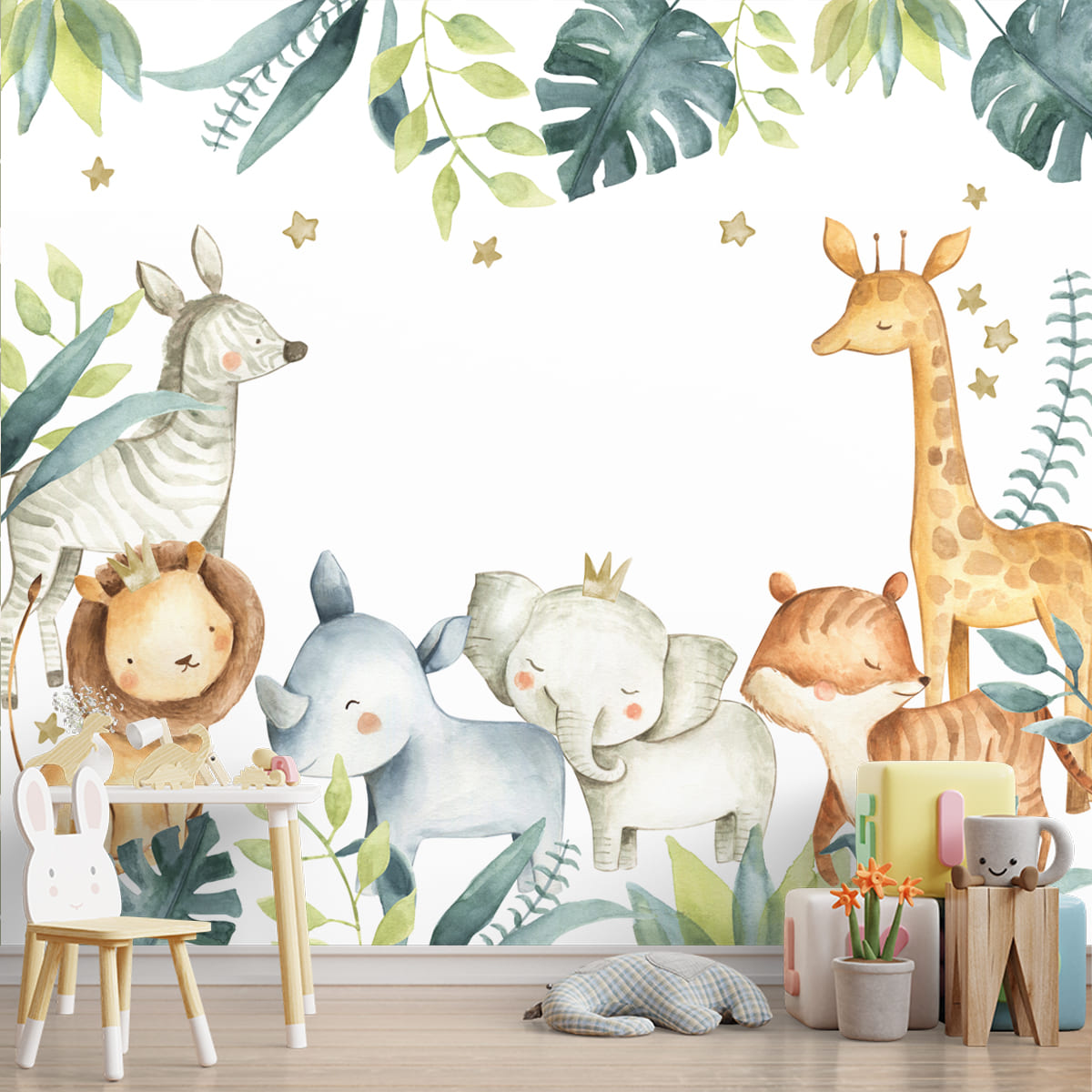 Cute Animal Design Wallpaper for Nursery Rooms, Customised