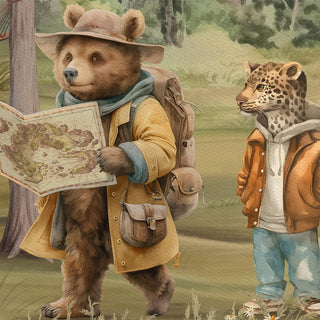 Customised Bedroom Wallpaper with Animals Jungle Camp Pattern by Life n Colors

