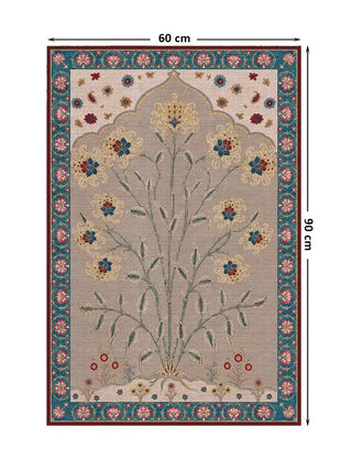 Product dimensions diagram for the medium size parameters of the Bagh-e-Noor premium framed canvas wall art print measuring 60cm by 90cm.