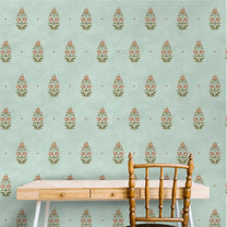 Bahara Indian Design Wallpaper Roll in Green Color