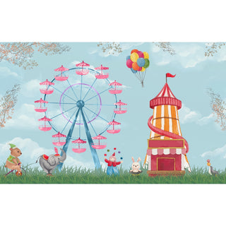 Room Wallpaper with Animal Fun Park Design, Customised - Life n Colors


