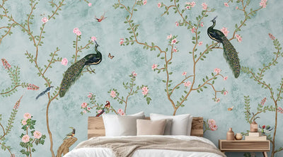 Peacock Chinoiserie Bedroom Wallpaper For Walls