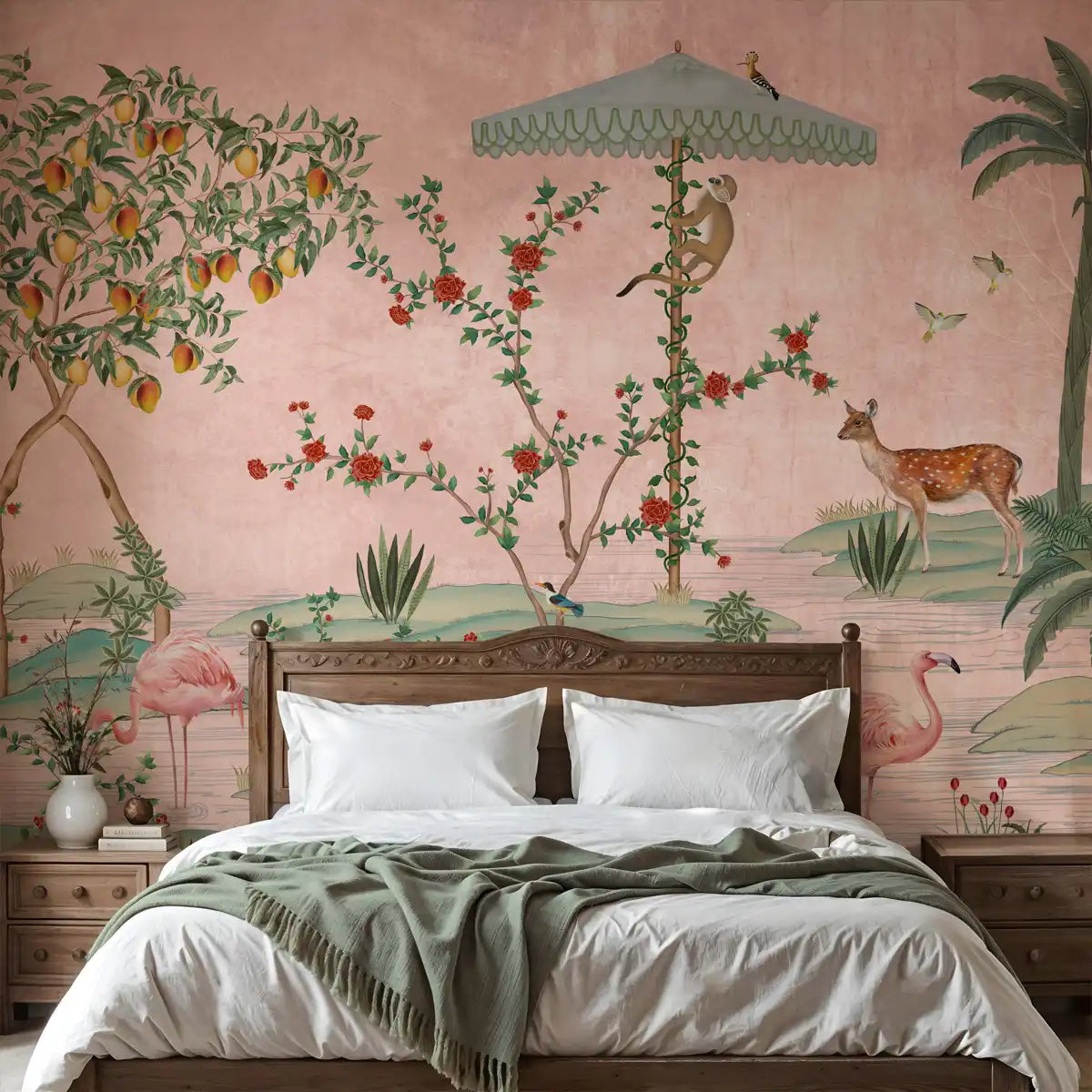 Gulbiya, Pink Chinoiserie Wallpaper, Sukoon Collection, Customised