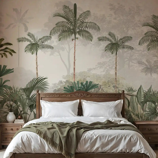 Kovalam Paradise, Palms Wallpaper for Rooms, Green, Customised