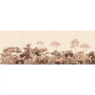 tropical wallpaper emphasizing the soft gradient effect and botanical details of the design.