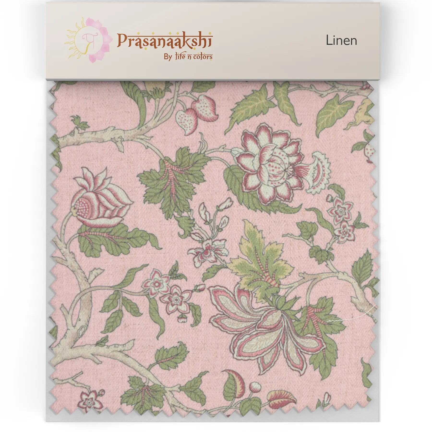 Gardenia Design Sofa and Chairs Upholstery Fabric Light Pink floral Design By Lifencolors