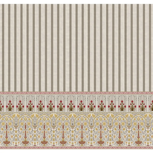 Kusum: Indian Floral Jharokha and Stripes Design Wallpaper Yellow Color floral design