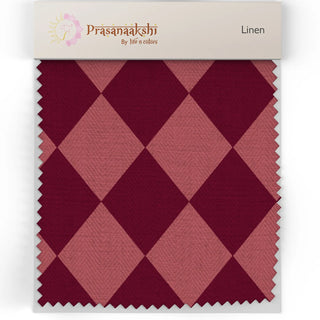 Fabric swatch of Chausar Upholstery Fabric showing alternating maroon and pink diamond motifs.
