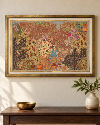 Chitravali framed wall art hung in an entryway