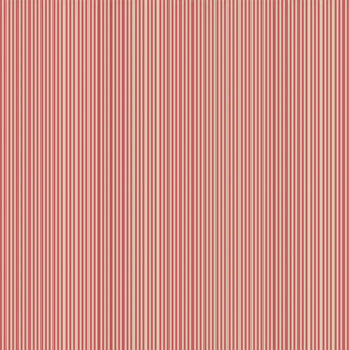 A wall fully covered in red and cream striped wallpaper, showing its continuous vertical design.