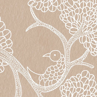 Modern living room featuring Suhani clay beige Madhubani wallpaper on feature wall.