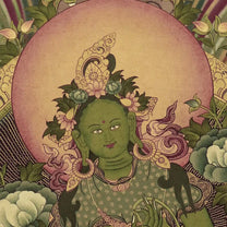 Tara Buddha wallpaper design Green and pink