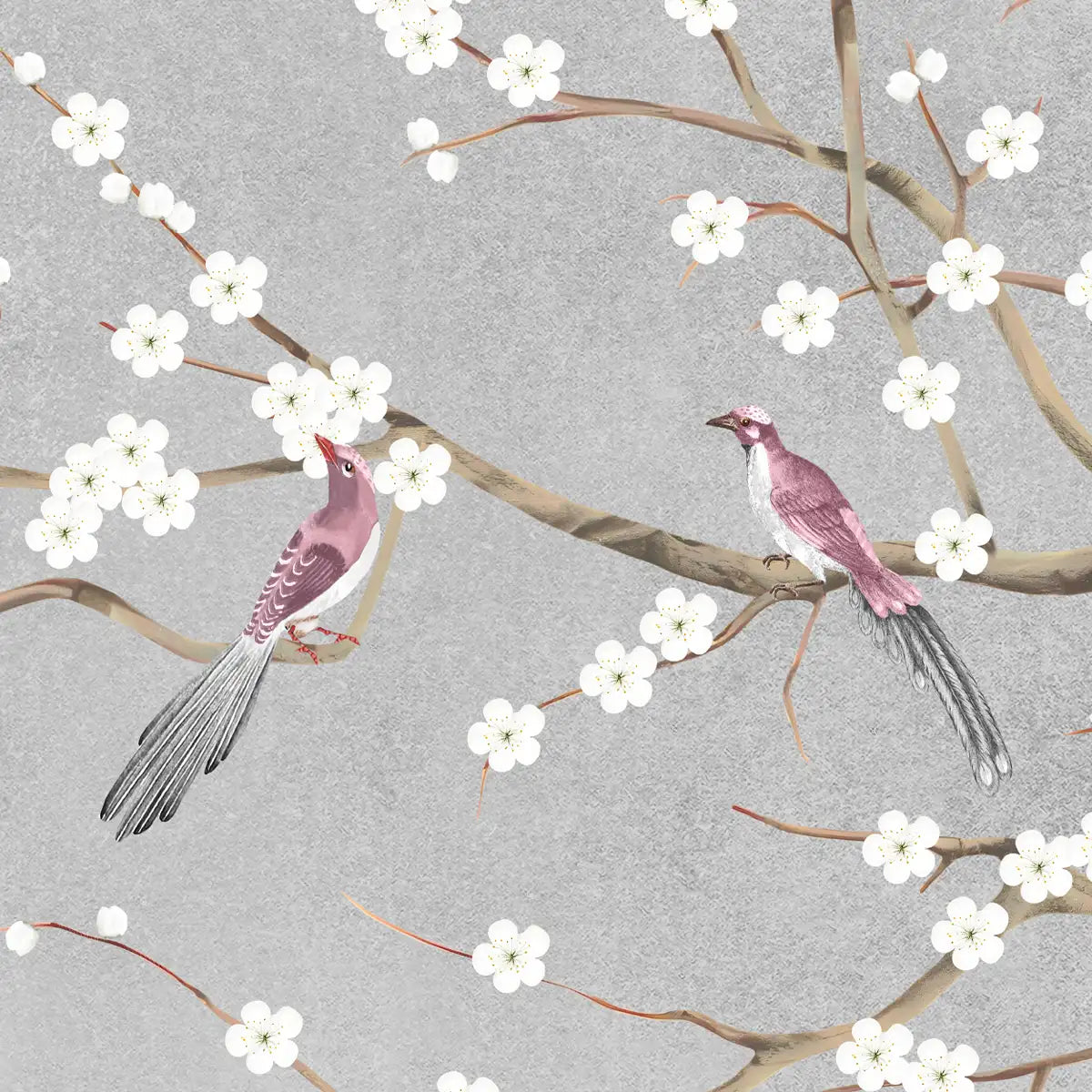Plum Blossom Chinoiserie Style Wallpaper for Rooms