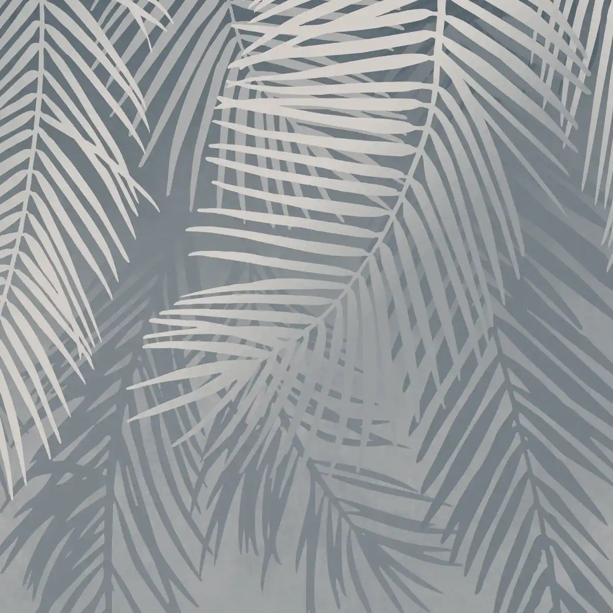 Hanging Tropical Leaves Wallpaper Design Blue