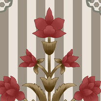 Kusum: Indian Floral Jharokha and Stripes Design Wallpaper Yellow Color floral design by lifencolors