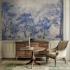 Azure Whispers,Vintage Blue Bedroom and Living Room Wallpaper