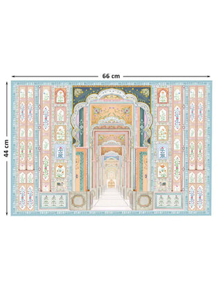 Full design layout of the Dilli Darbar architectural mural with 44 cm by 66 cm dimensions shown.