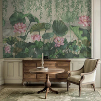 Lotus Garden, Floral Wallpaper for Rooms