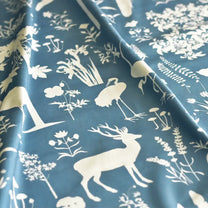 Flora n Fauna Jungle Pattern Curtain Unstitched Fabric Blue & White