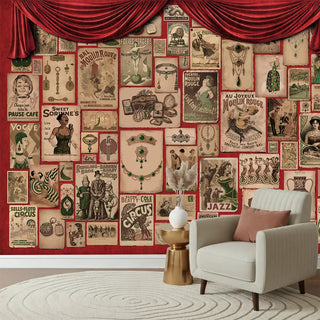 The Emerald Whispers wallpaper in a living room behind a light-colored sofa, showcasing its unique and artistic effect.