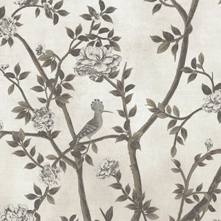 Close up of the Enchanted Glade mural highlighting the detailed brushstrokes of the birds and blossoming trees.