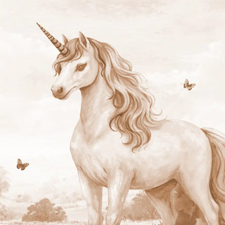 Close-up of unicorn mane and butterfly details in mural