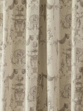 A macro shot highlighting the hand-crafted silk fringe tassels lining the edge of the European Tapestry white cream curtain panel.