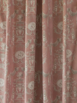 A close-up detail of the European Tapestry fabric showing the intricate cherub and urn toile pattern in cream and rose.