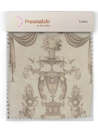 A high-resolution product swatch of the European Tapestry white cream linen fabric from the Prasanaakshi collection by Life n Colors.