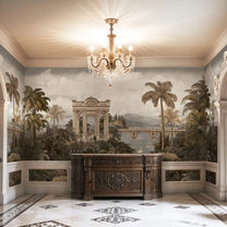 european wallpaper design in foyer area