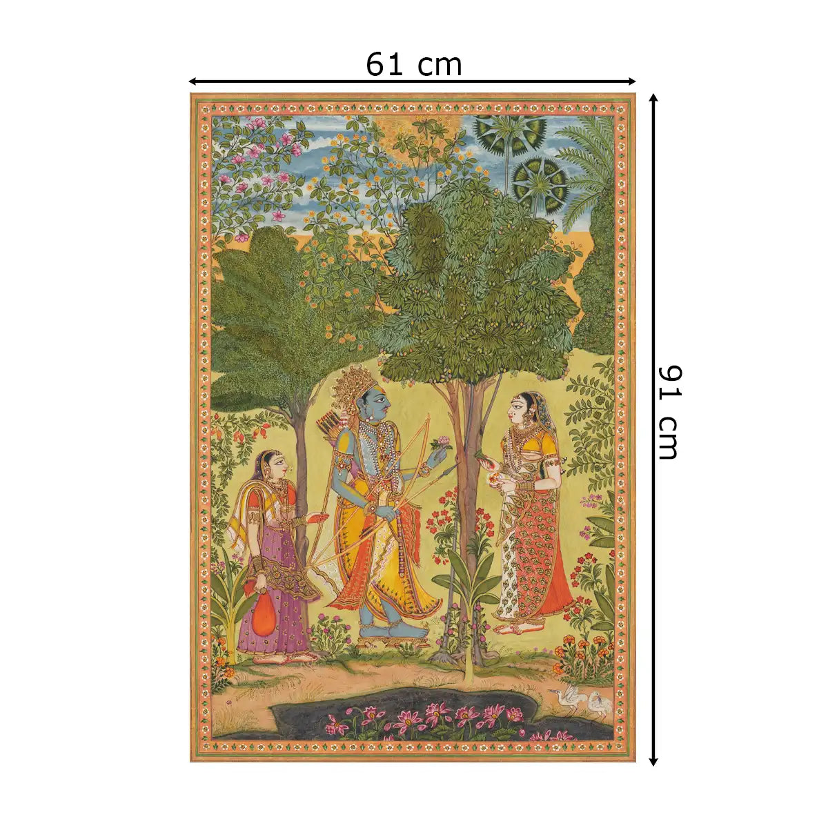 Raga Rama Vintage Indian Frameless Painting Wall Art Digital Print Poster