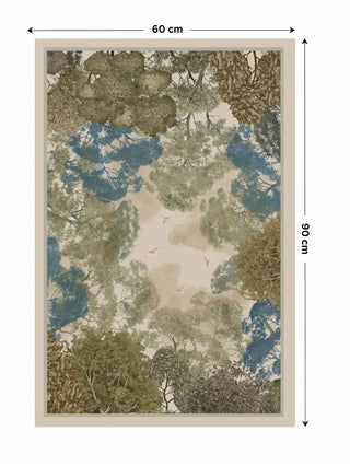 The Forest Nest vintage botanical tree canopy landscape wall art print featuring a vertical layout, size 60cm x 90cm.